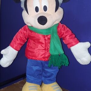 Disney Plush Toy with Red Jacket and Green Scarf